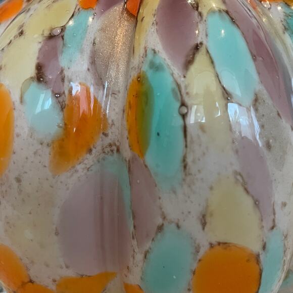 Multicolored Hand Blown Art Glass Pumpkin Stained Glass Designer Fall Home Decor - Picture 4 of 16